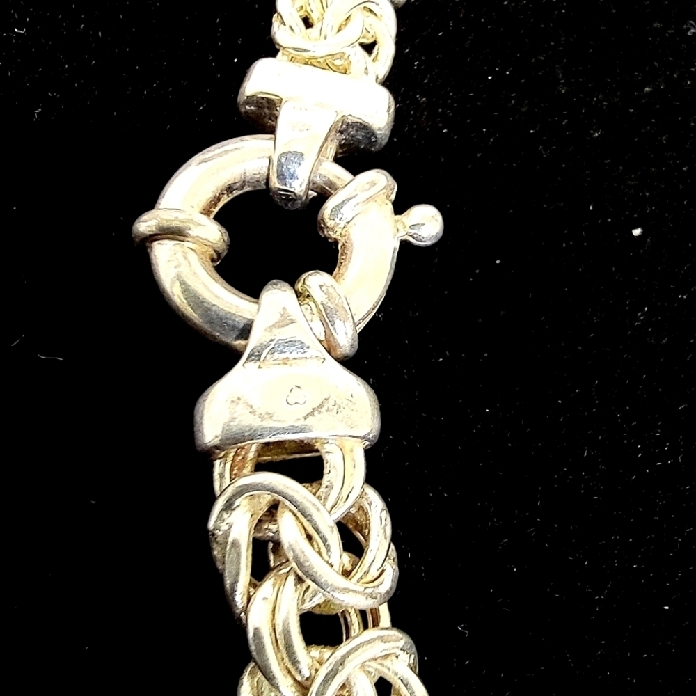 STERLING Silver Byzantine Style Necklace and Bracelet Set - Picture 4 of 6